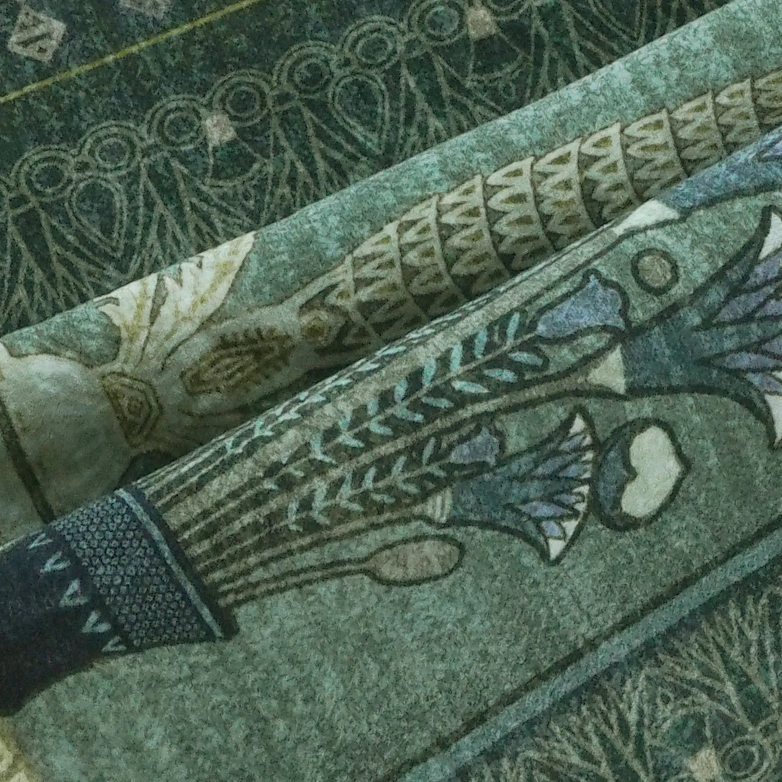 Ravin Washable Ancient Egyptian Revival Cat Green Rug Area Rugs Lahome