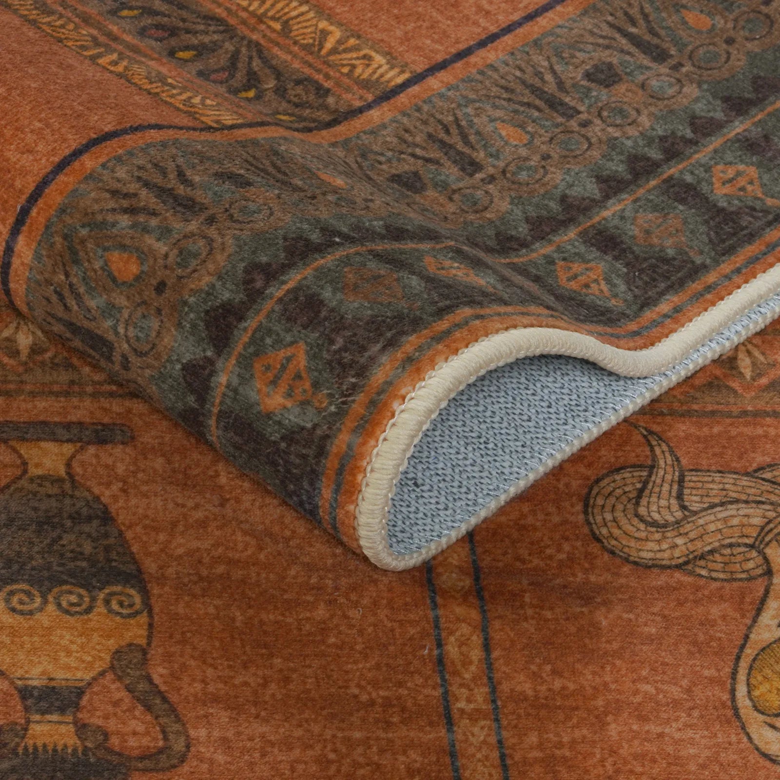 Ravin Washable Ancient Egyptian Revival Cat Red Rug Area Rugs Lahome