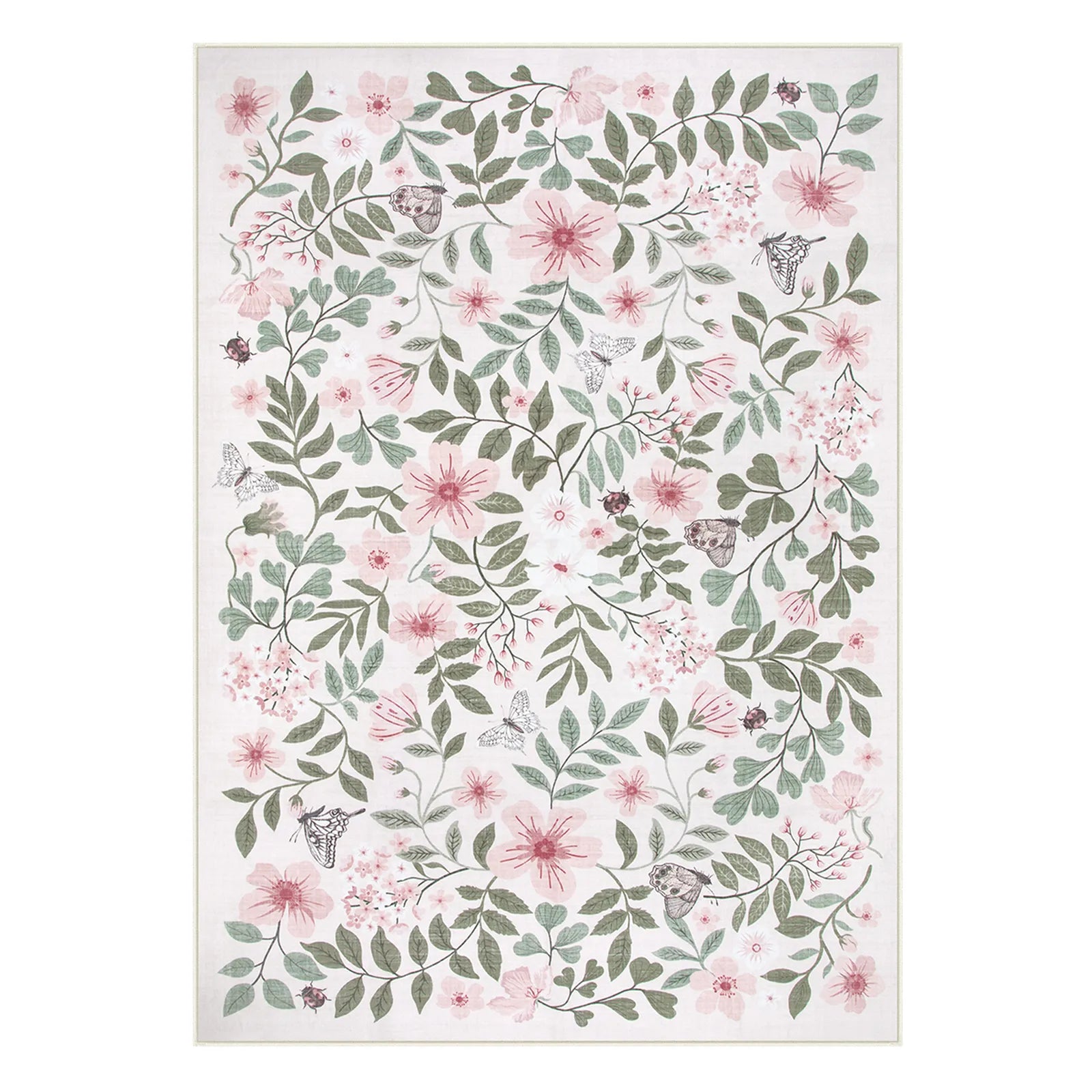 Reverie Washable Vintage Botanical Floral Pink Rug Area Rugs Lahome