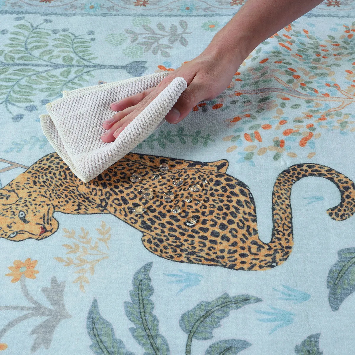Roam Washable Jungle Animals Blue Rug Rugs Lahome