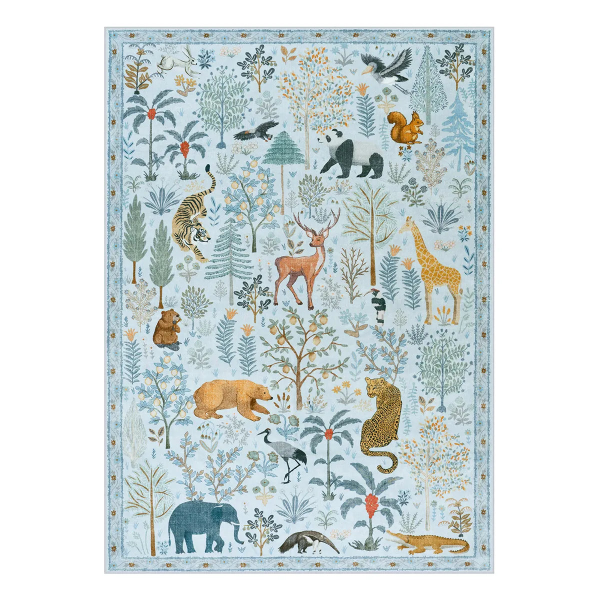 Roam Washable Jungle Animals Blue Rug Rugs Lahome