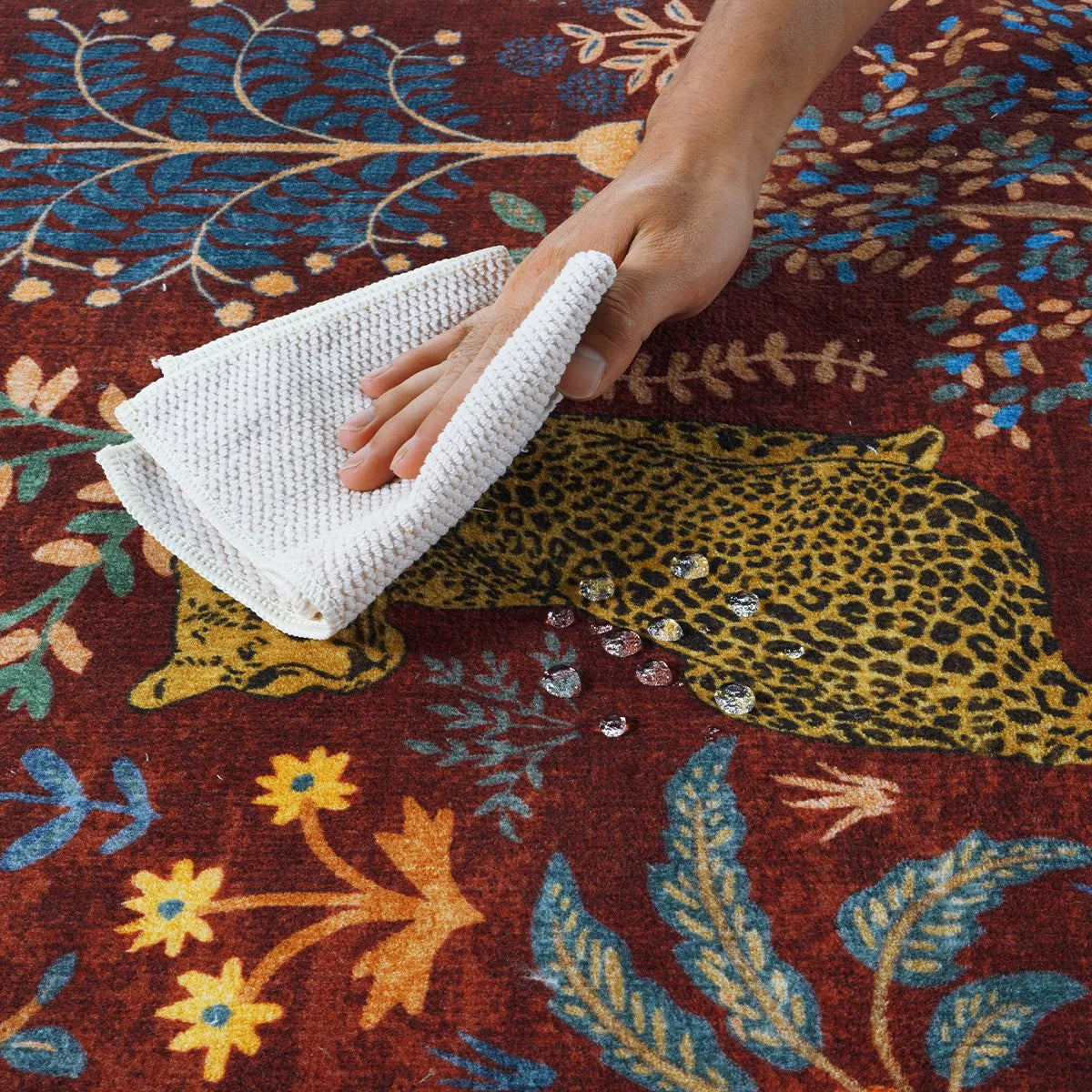 Roam Washable Jungle Animals Red Rug Rugs Lahome