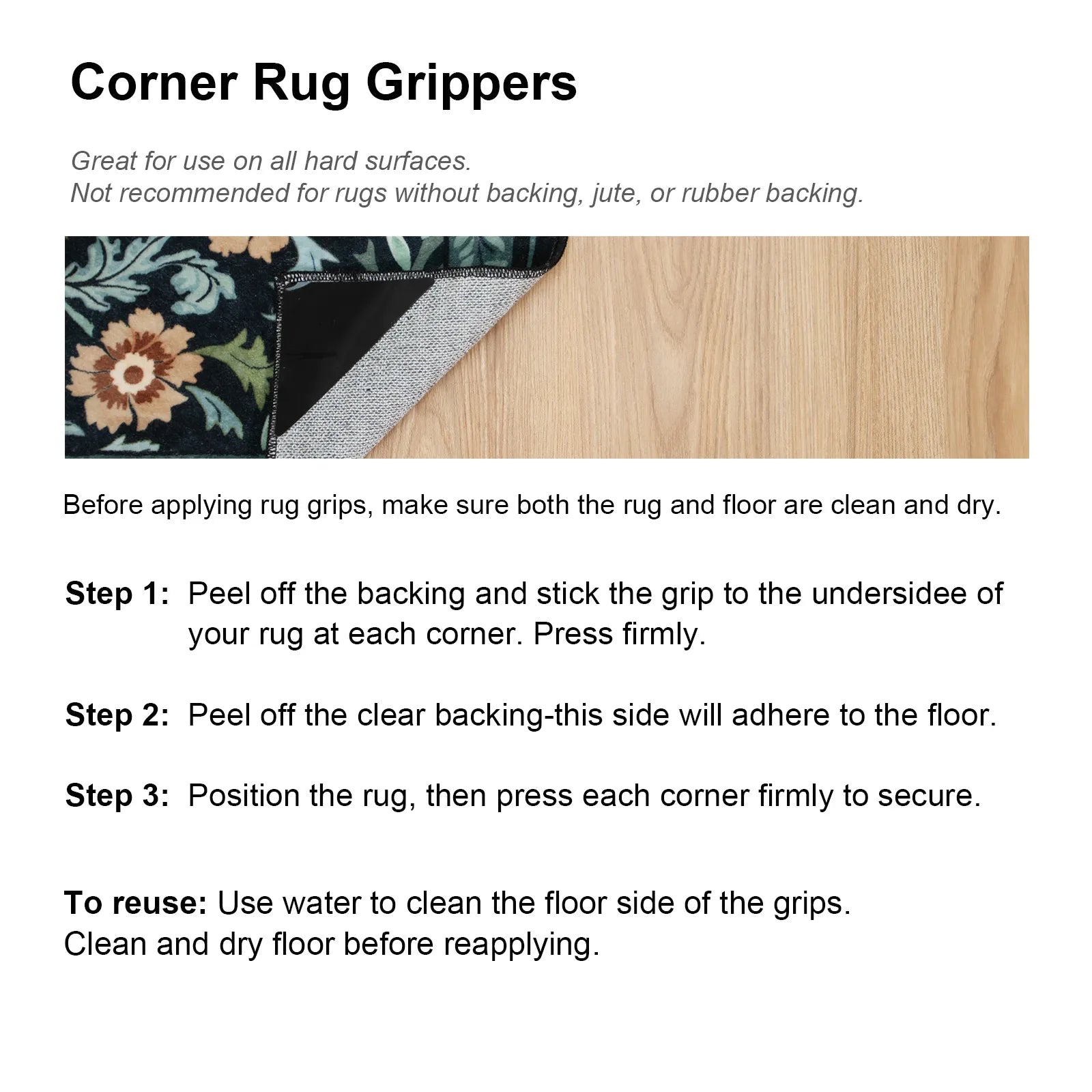 Corner Rug Grippers - 8 Pack Rug Grippers Lahome