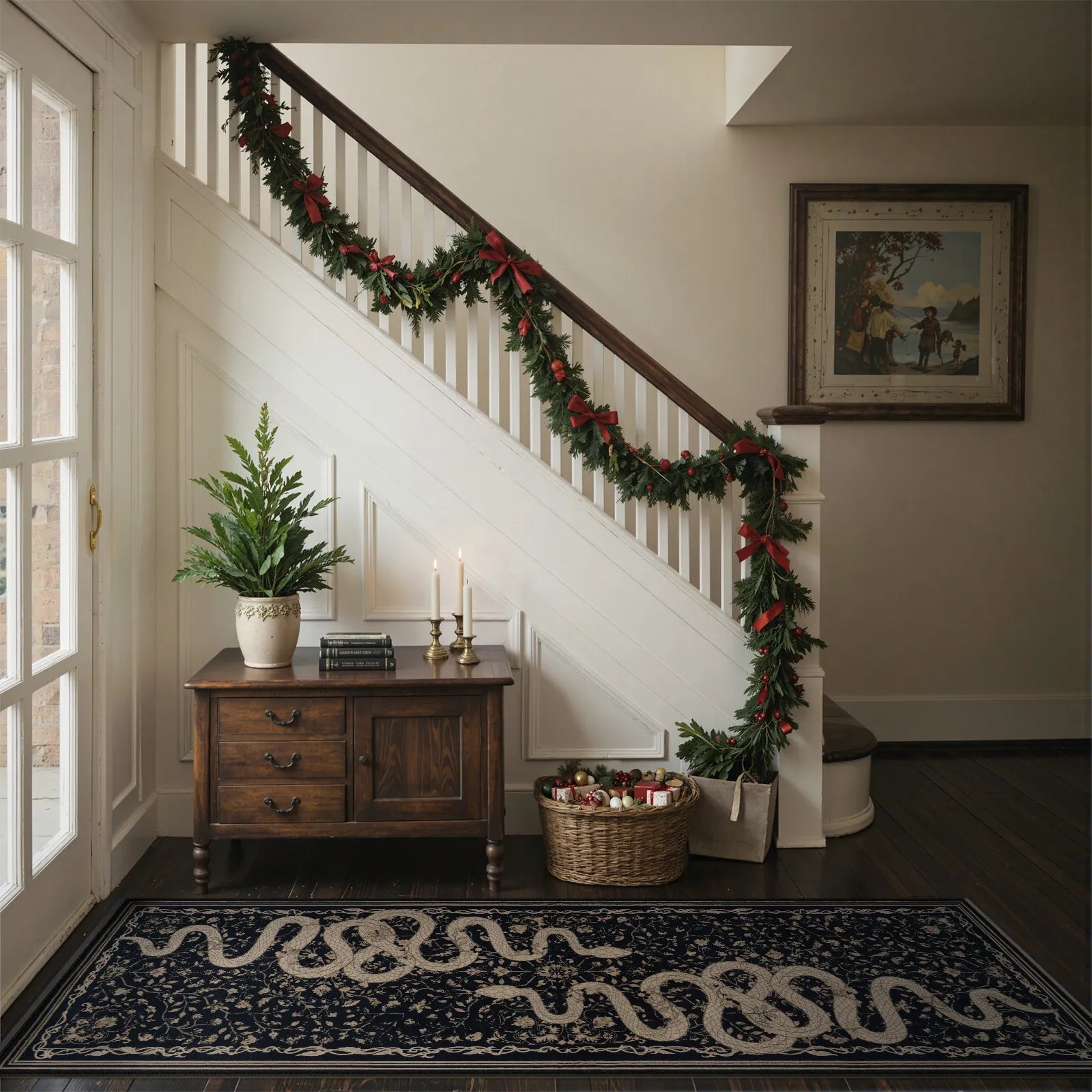 Serpente Washable Mystical Snake Black Rug Area Rugs Lahome