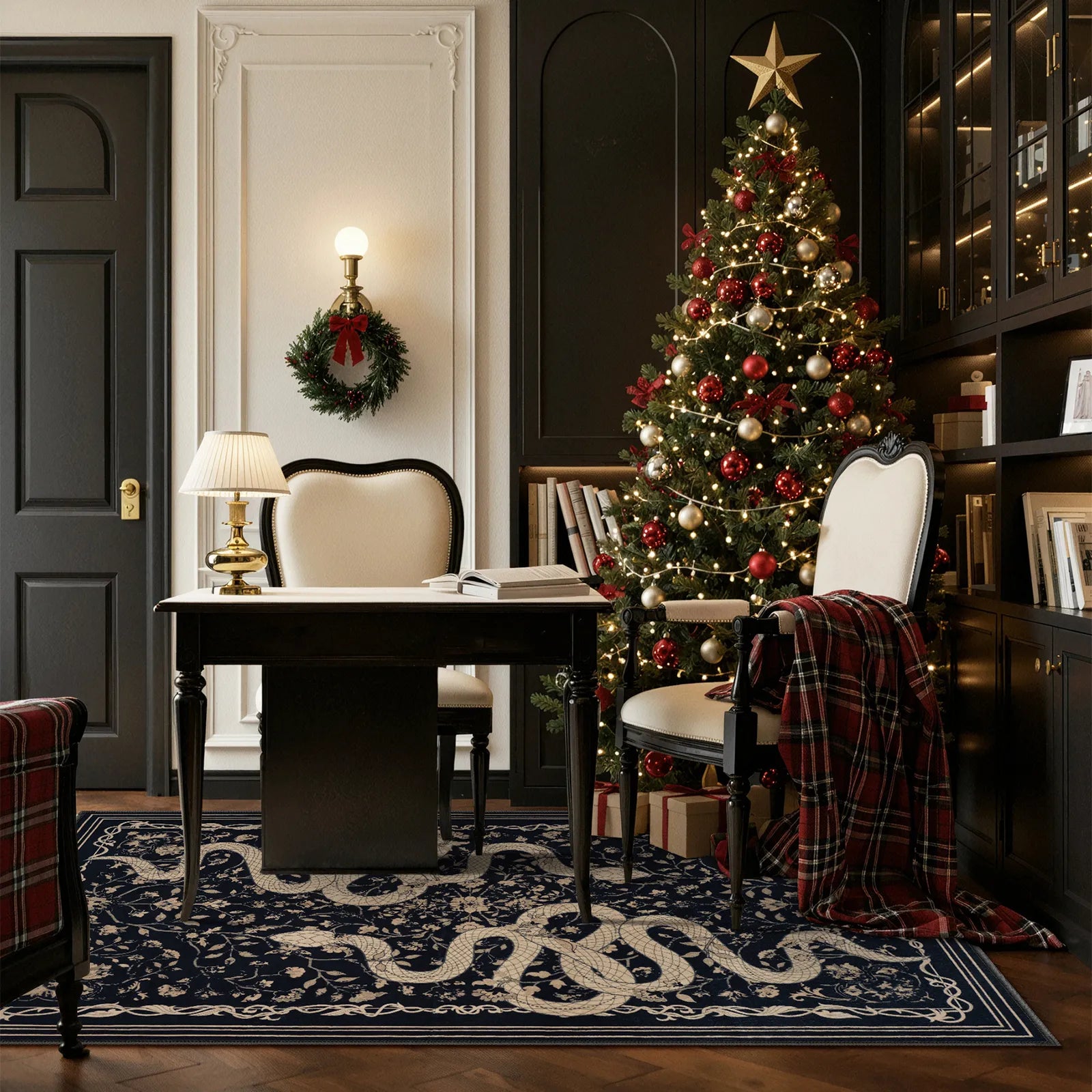 Serpente Washable Mystical Snake Black Rug Area Rugs Lahome