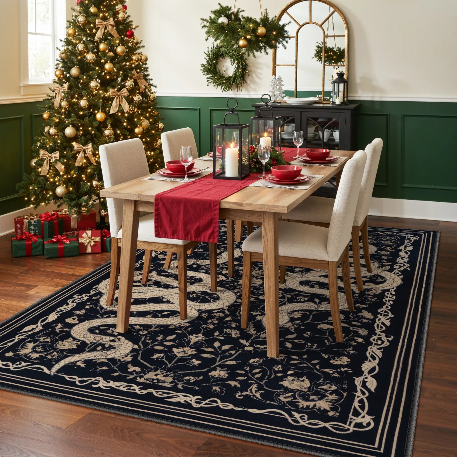 Serpente Washable Mystical Snake Black Rug Area Rugs Lahome