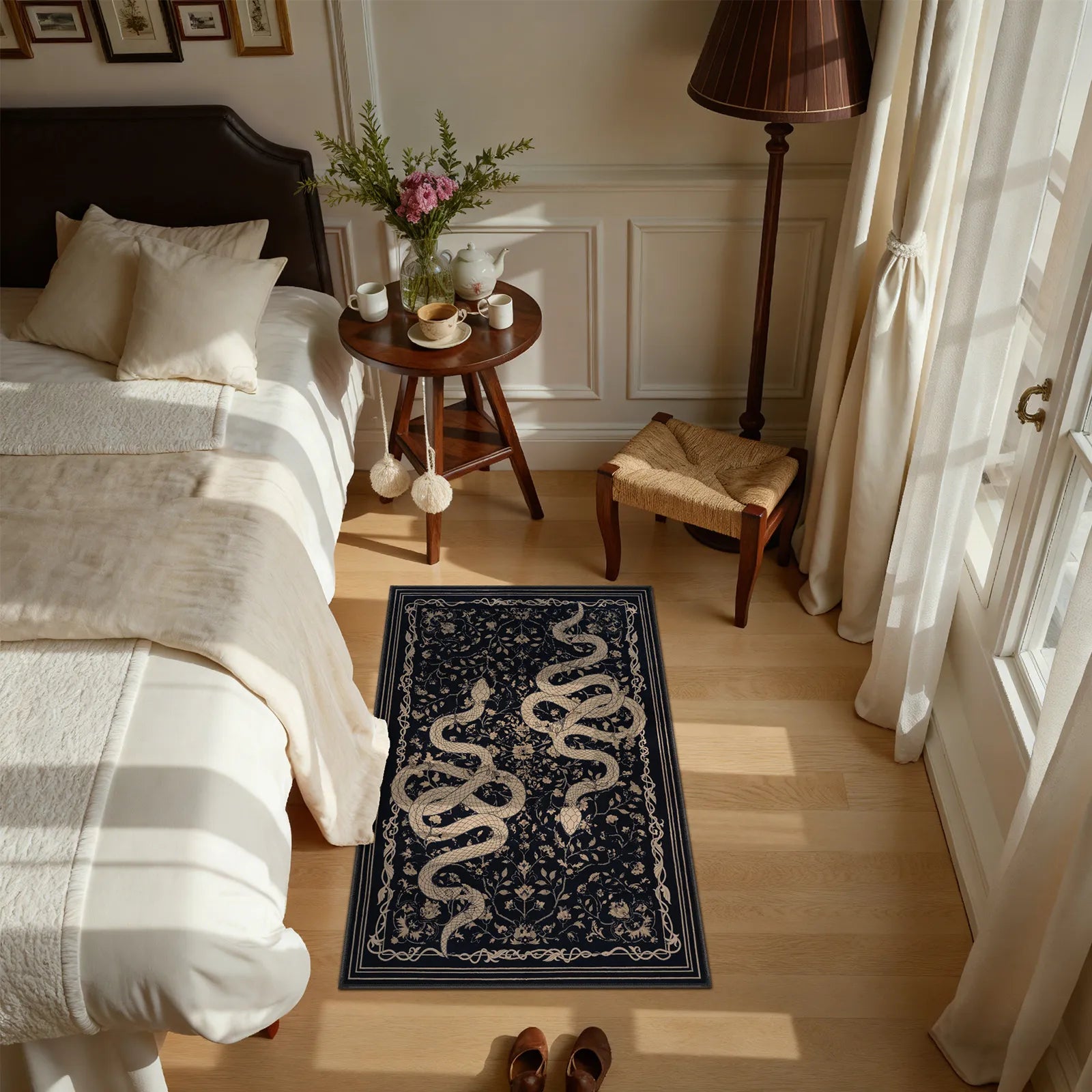 Serpente Washable Mystical Snake Black Rug Area Rugs Lahome