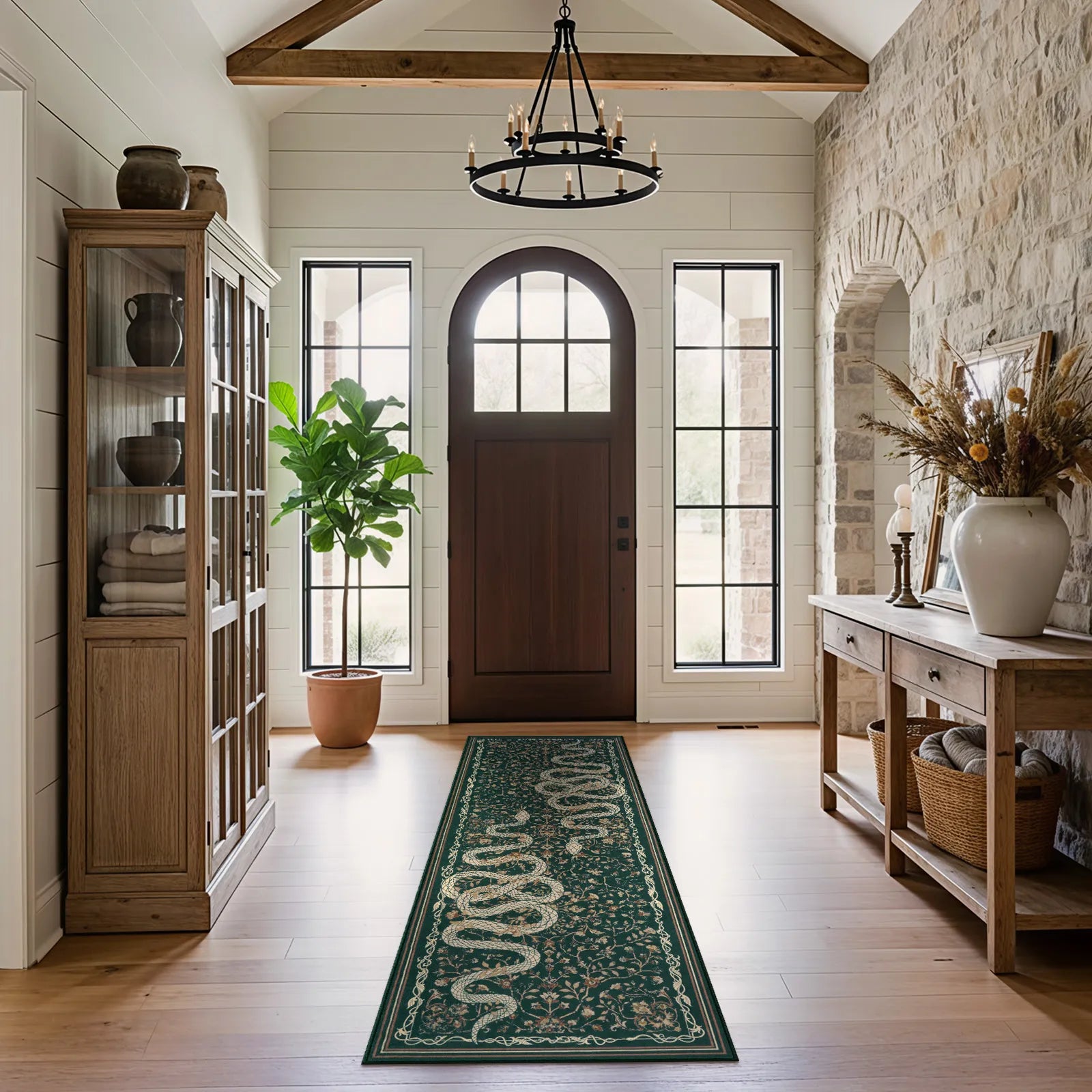 Serpente Washable Mystical Snake Green Rug Area Rugs Lahome