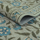 Solace Washable Boho French Elegant Floral Green Rug Rugs Lahome