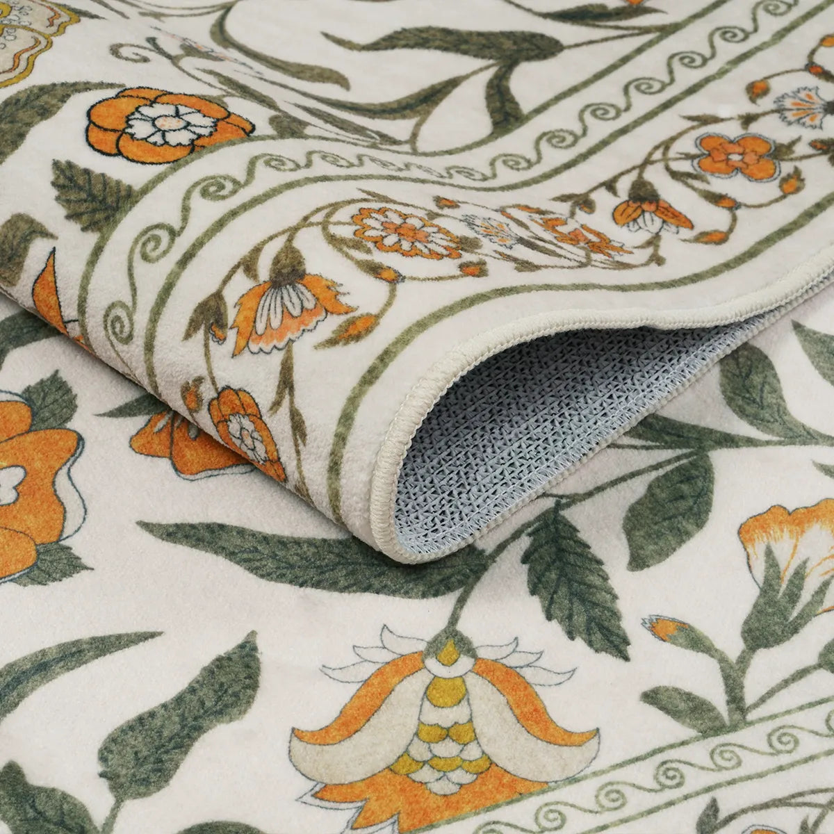 Solace Washable Boho French Elegant Floral Yellow Rug Rugs Lahome
