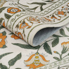 Solace Washable Boho French Elegant Floral Yellow Rug Rugs Lahome