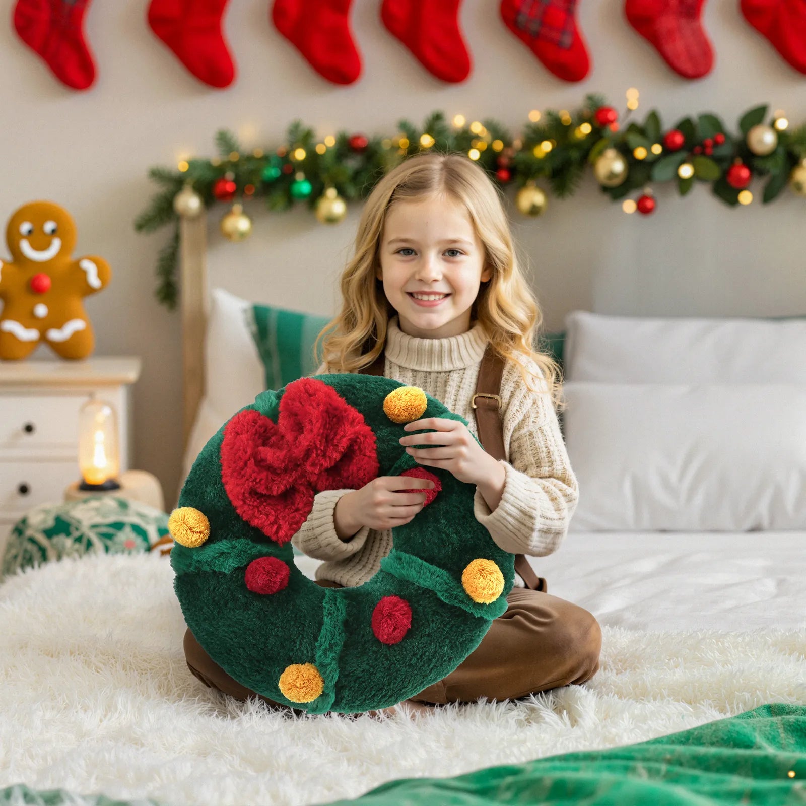 Ulysse Christmas Wreath Plush Pillow Pillow Lahome