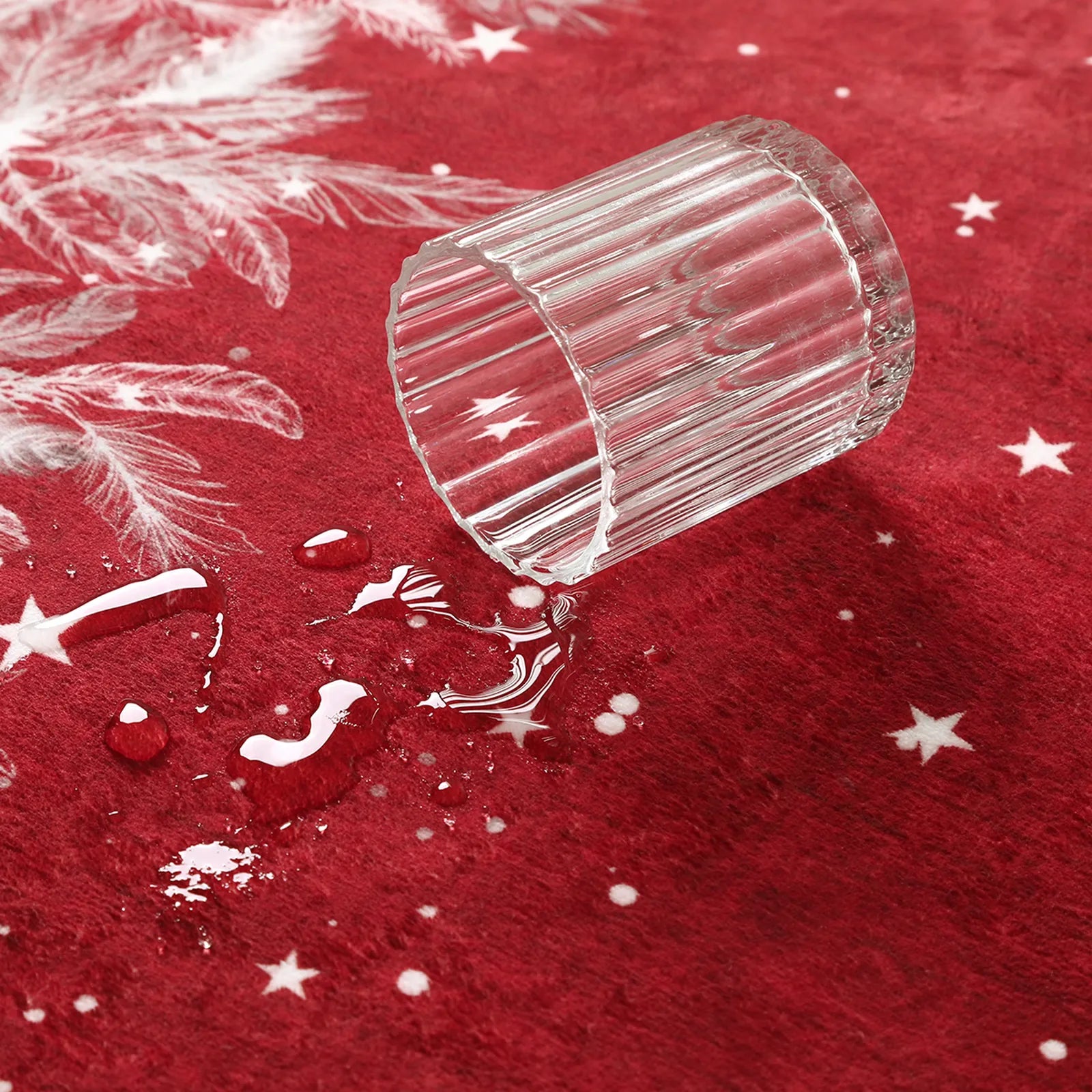 Velours Christmas Washable Tree and Snowflake Red Rug Area Rugs Lahome