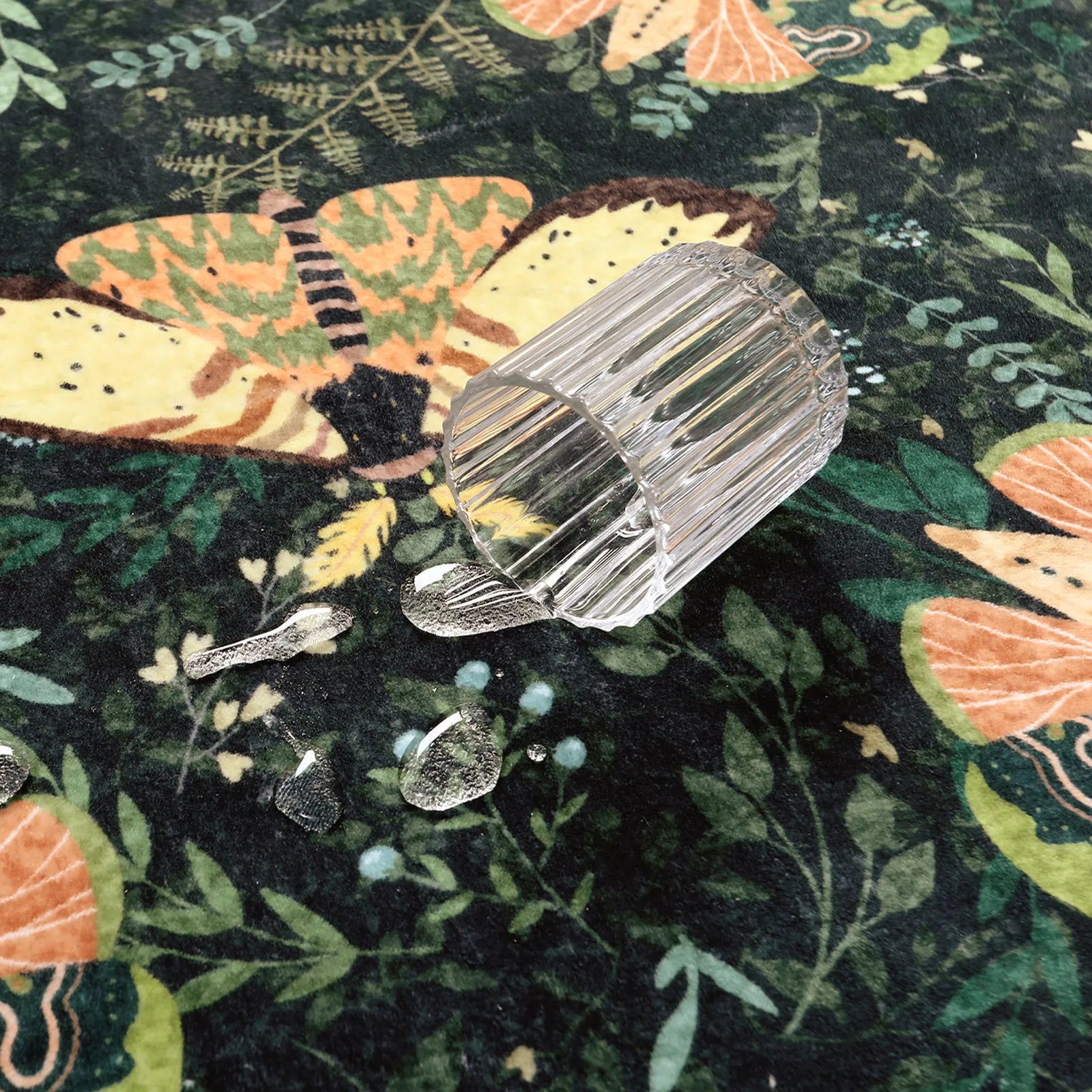 Villette Washable Vintage Botanical Insect Green Rug Area Rugs Lahome