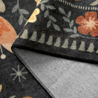 Rosalie Washable Boho Birdsong Floral Garden Black Rug Clearance Rugs Lahome