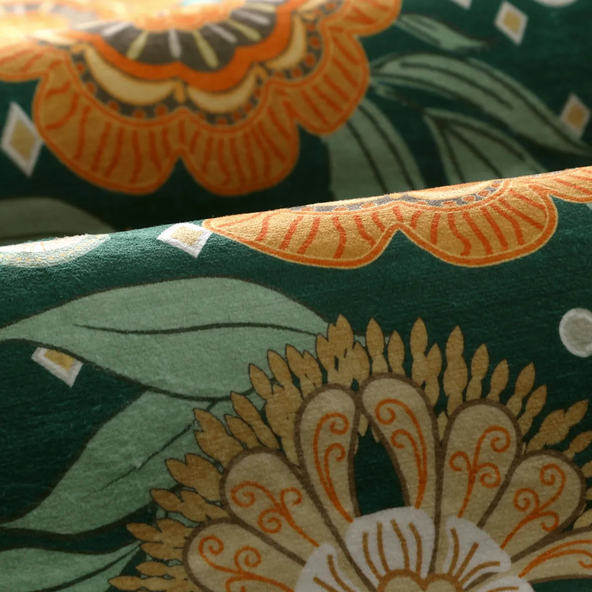 Amelie Washable Vintage Sunflower Floral Green Runner Rug Area Rugs Lahome