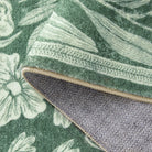 Nadine Washable Vintage Woodcut Forest and Rabbit Green Rug Area Rugs Lahome