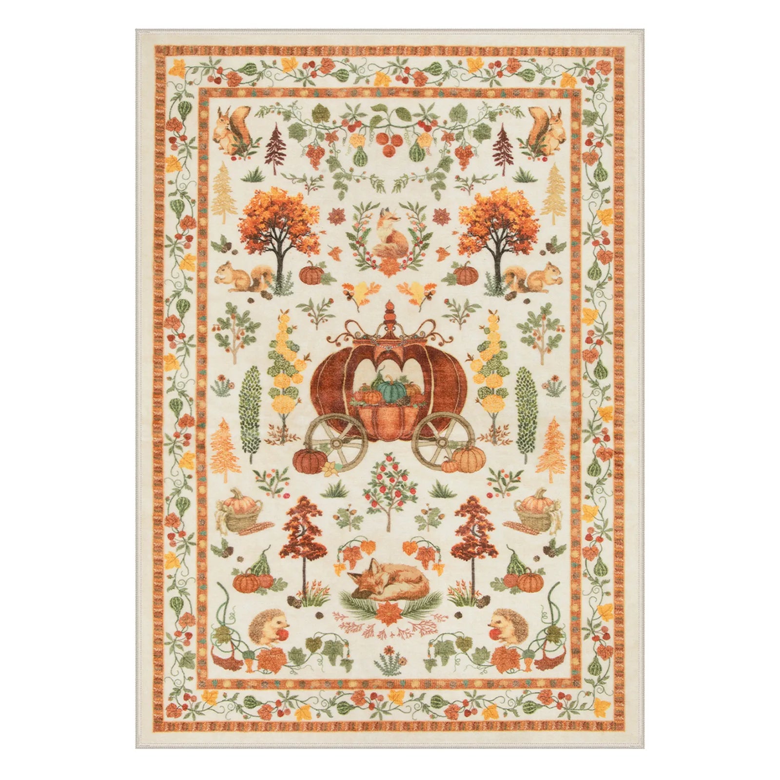 Violette Washable Halloween Pumpkin Yellow Rug Rugs Lahome