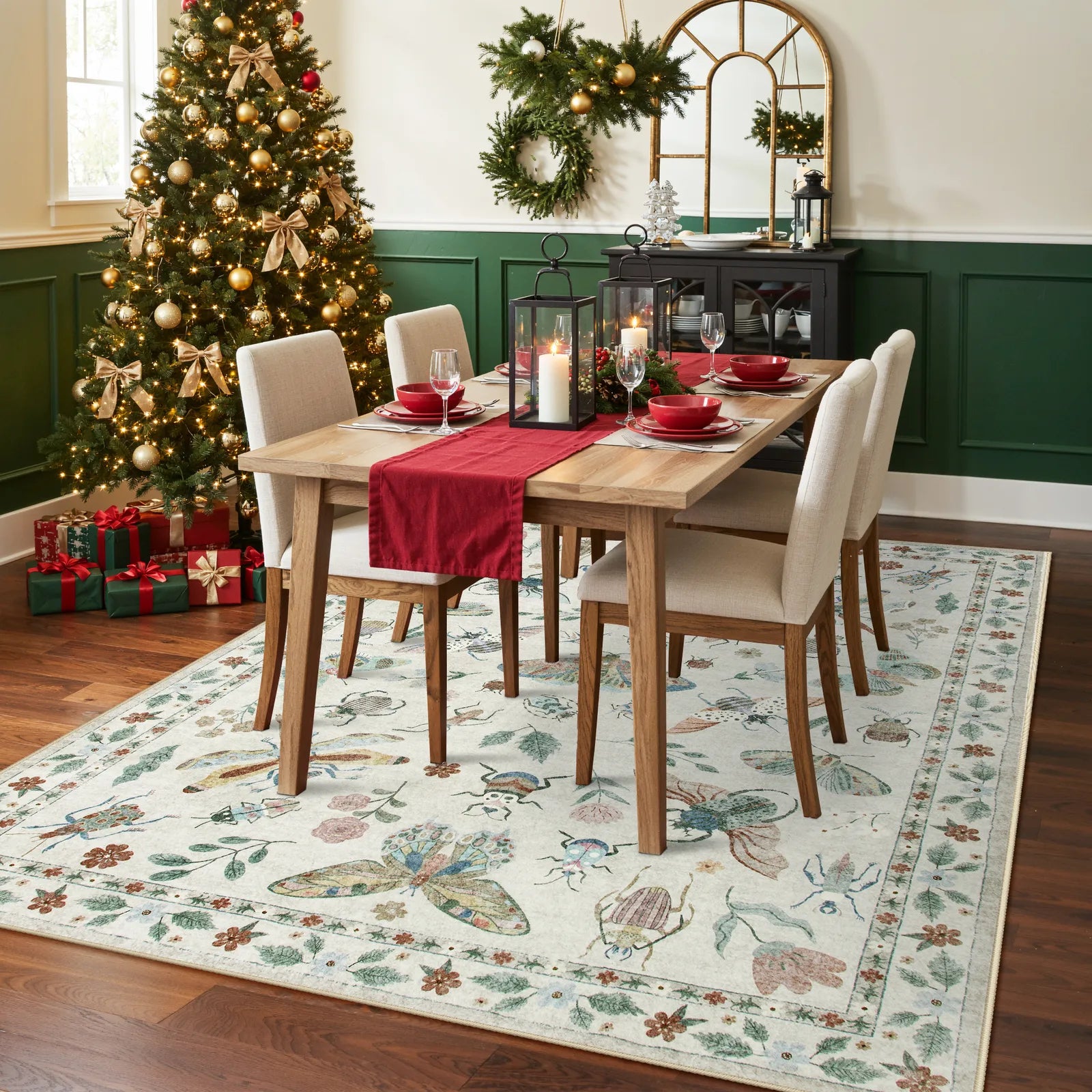 Vionnet Washable Modern Parisian Insect Beige Rug Area Rugs Lahome