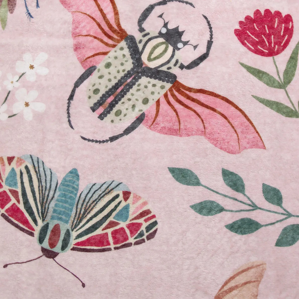 Vionnet Washable Modern Parisian Insect Pink Rug Area Rugs Lahome