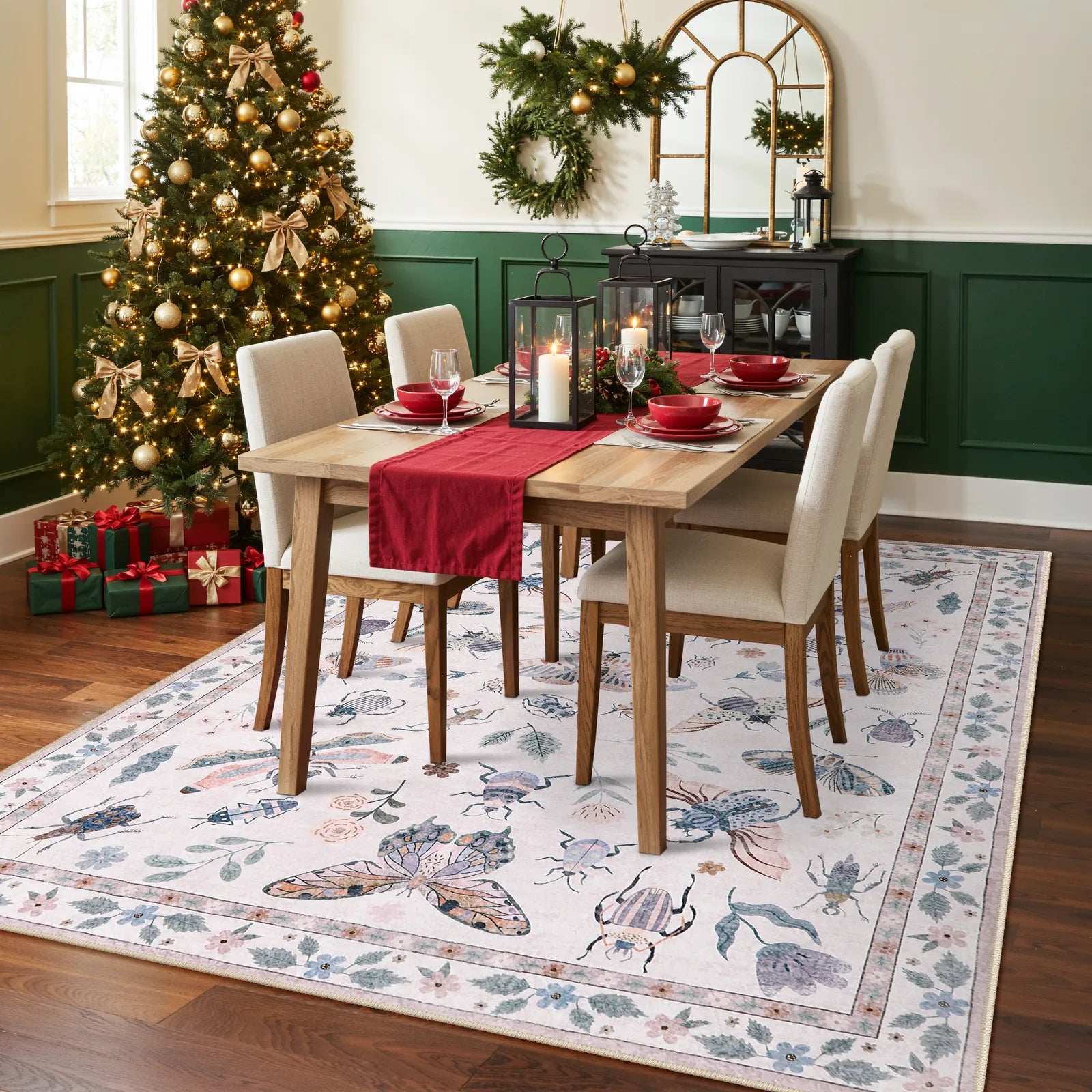 Vionnet Washable Modern Parisian Insect Light Pink Rug Area Rugs Lahome