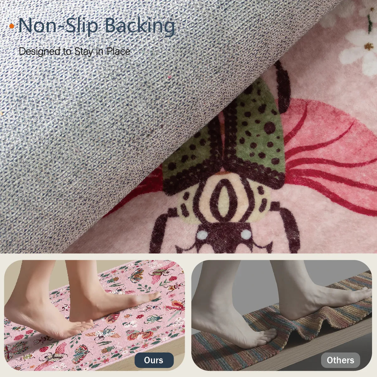 Vionnet Washable Modern Parisian Insect Pink Rug Area Rugs Lahome