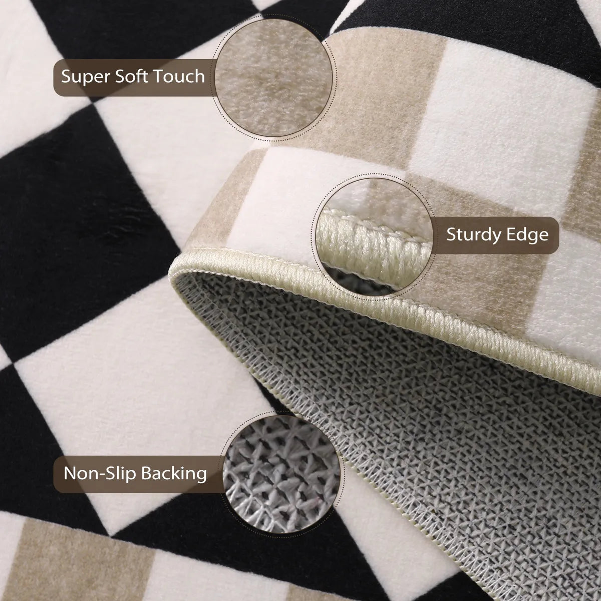 Virginie Washable Modern Checkerboard Black/White Rug Rugs Lahome