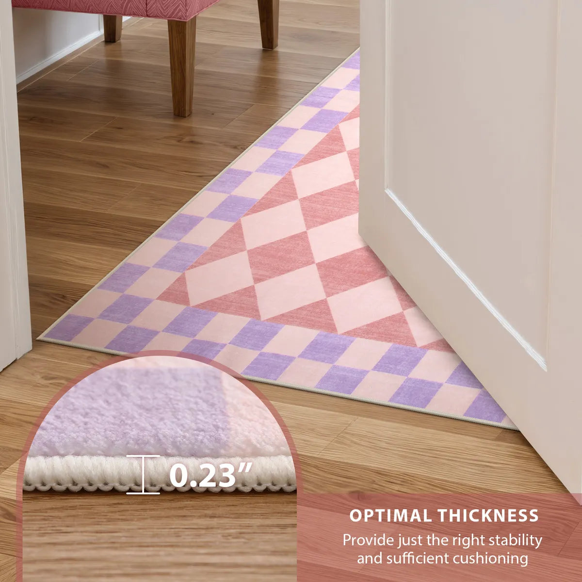 Virginie Washable Modern Checkerboard Pink/Purple Rug Rugs Lahome