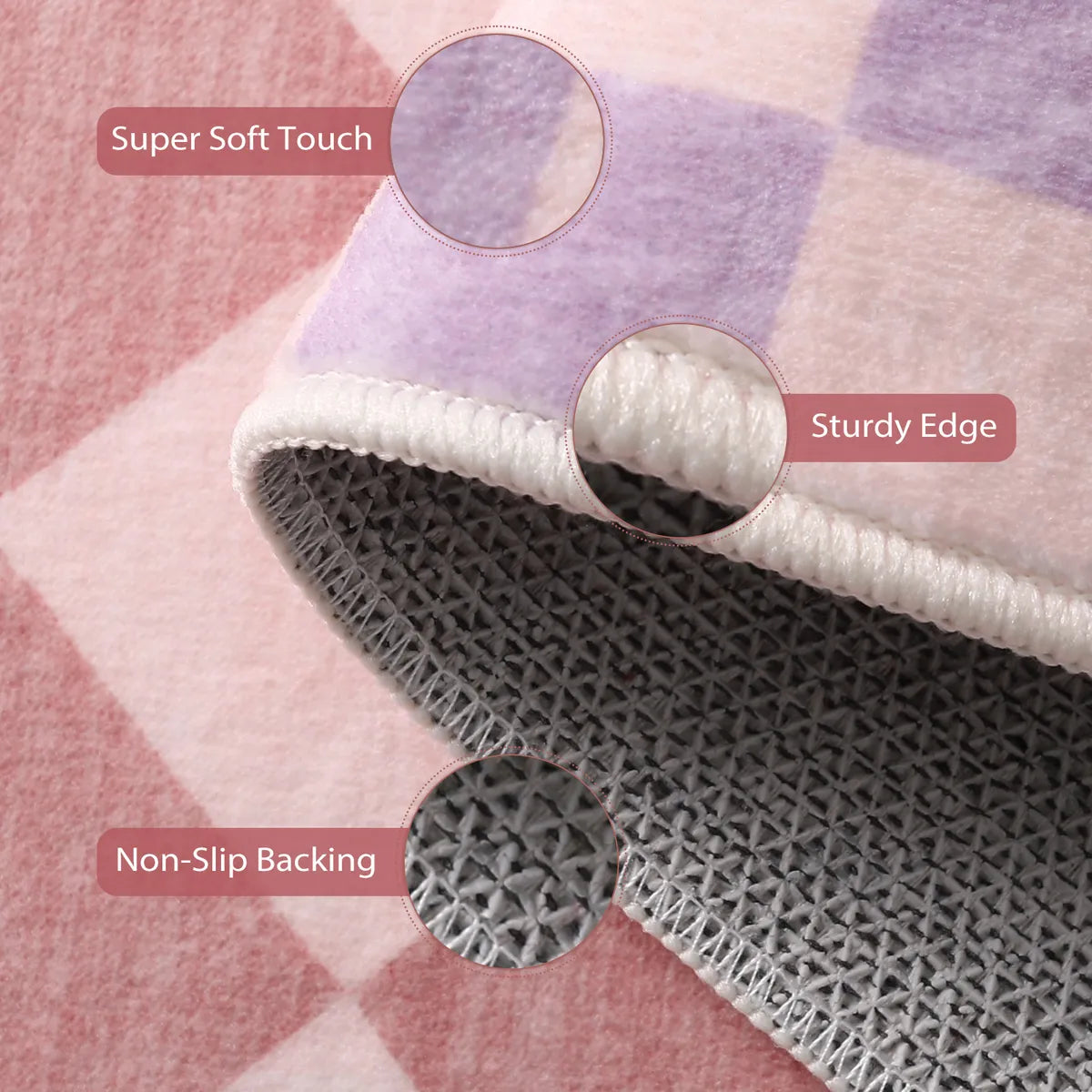 Virginie Washable Modern Checkerboard Pink/Purple Rug Rugs Lahome