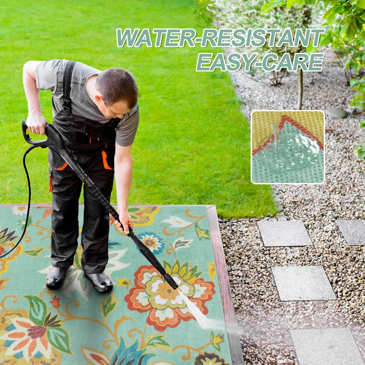 Soleil Washable Floral Colorful Indoor Outdoor Rug Outdoor Rugs Lahome