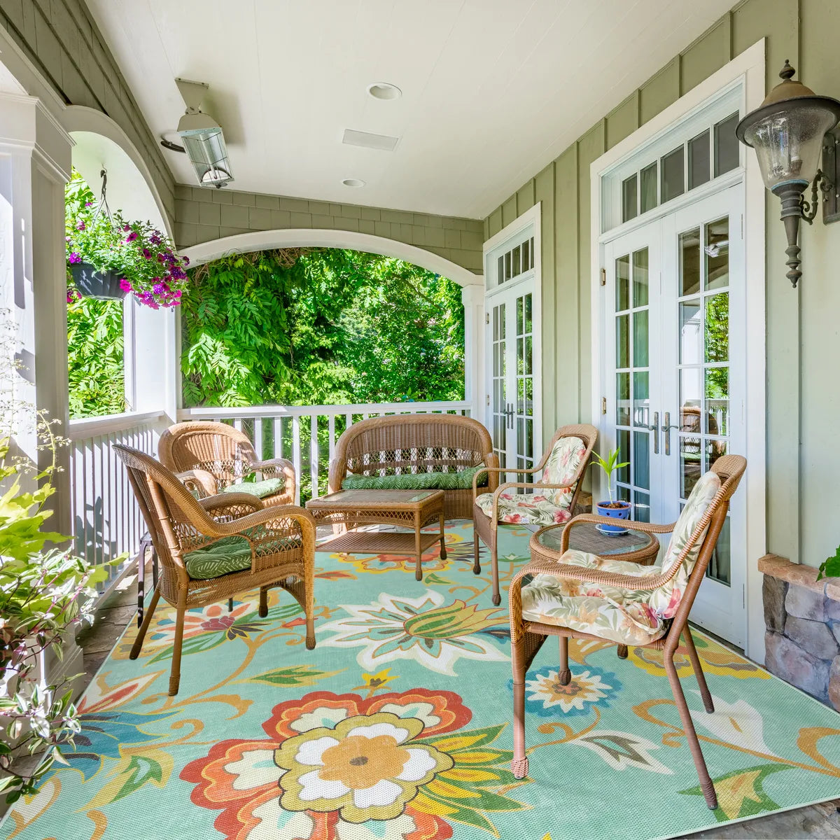 Soleil Washable Floral Colorful Indoor Outdoor Rug Outdoor Rugs Lahome