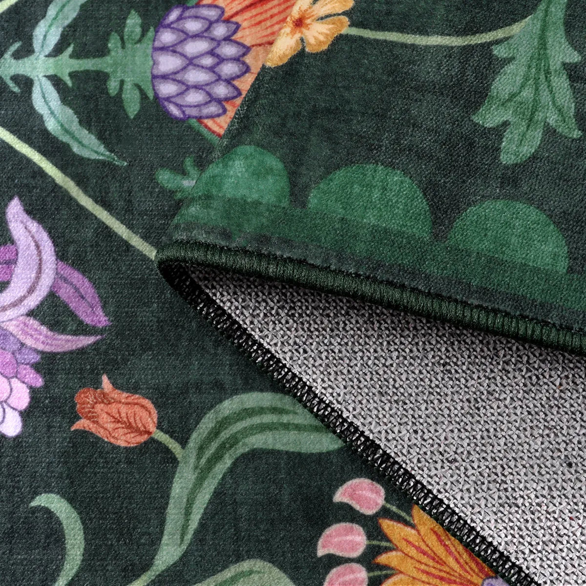 Ivy Washable Boho Vintage Floral Green Rug Area Rugs Lahome