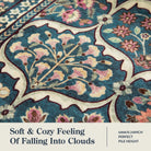 Elodie Washable Boho Vintage Trellis Floral Blue Rug Clearance Rugs Lahome