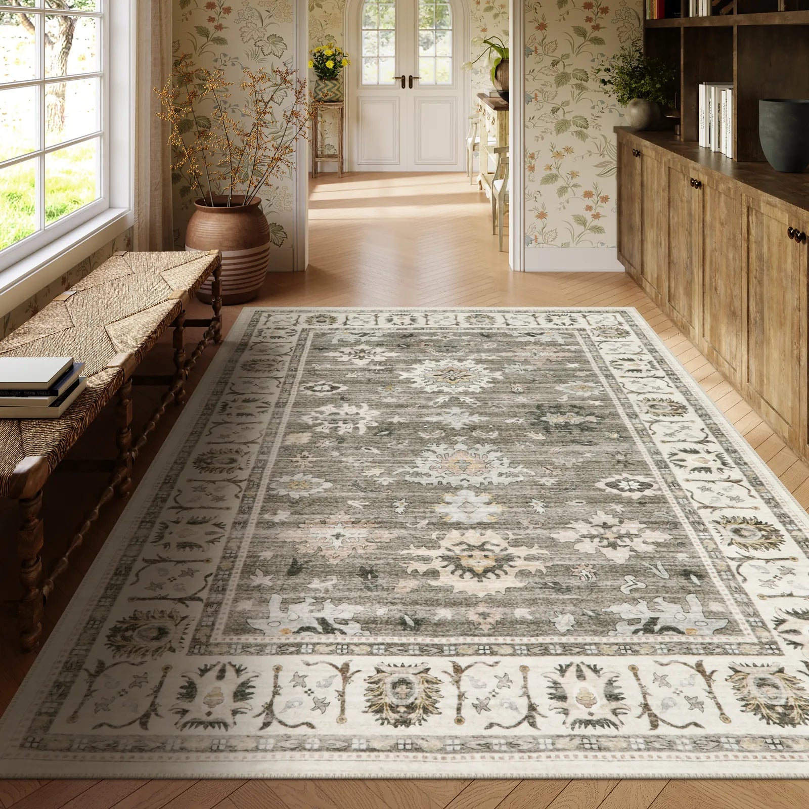 Clearance Baye Washable Distressed Vintage Boho Chic Brown Rug Clearance Rugs Lahome