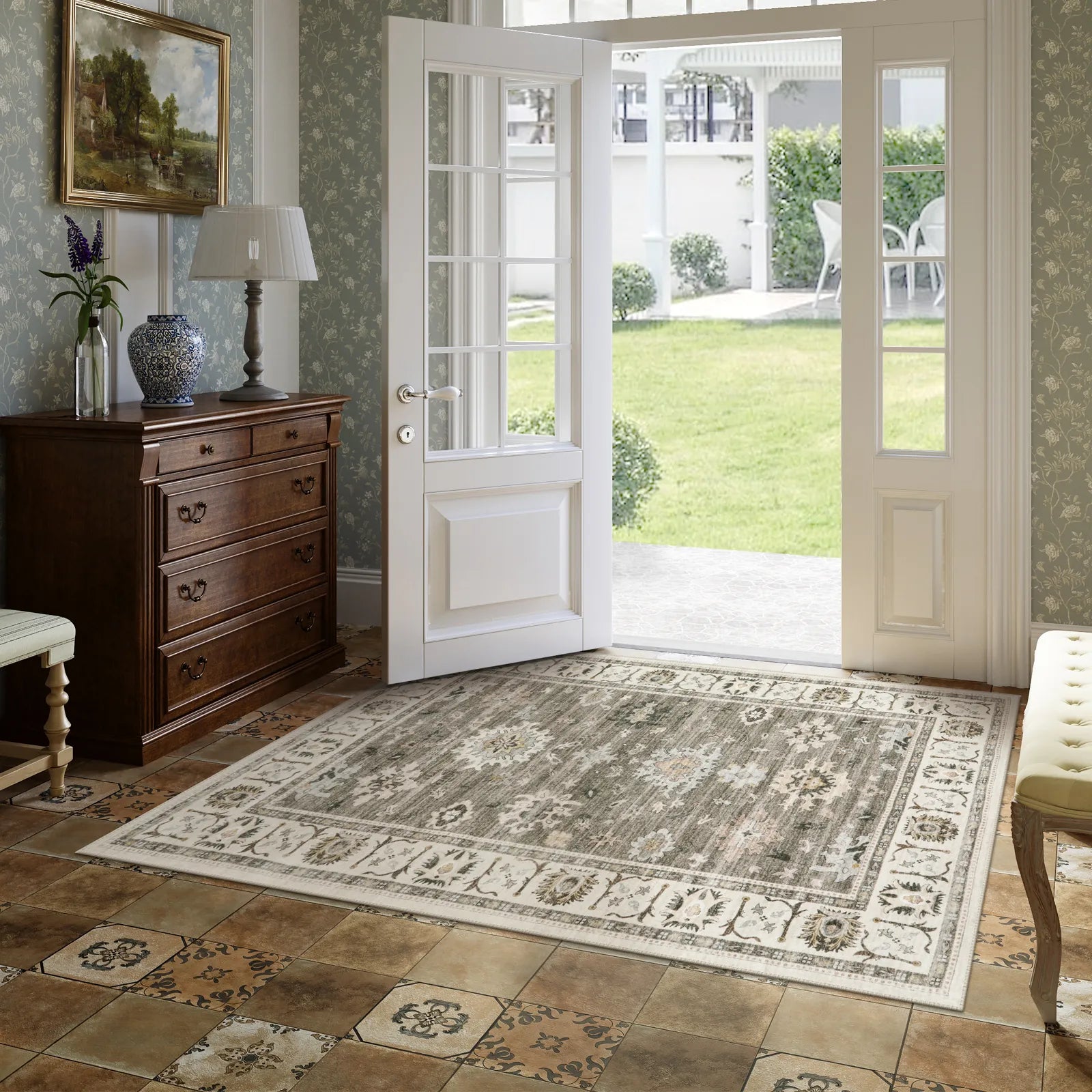 Clearance Baye Washable Distressed Vintage Boho Chic Brown Rug Clearance Rugs Lahome