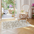 Antinea Washable Vintage Floral Beige Runner Rug Area Rugs Lahome 2' x 5'