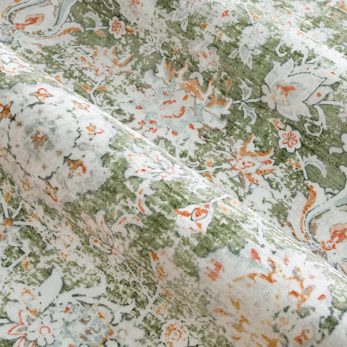 Antinea Washable Vintage Floral Green Runner Rug Area Rugs Lahome