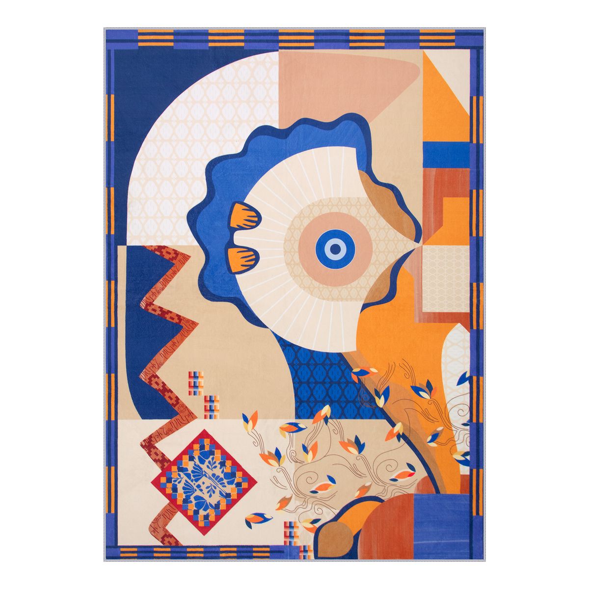 Cecile Washable Contemporary Abstract Art Blue Rug Clearance Rugs Lahome