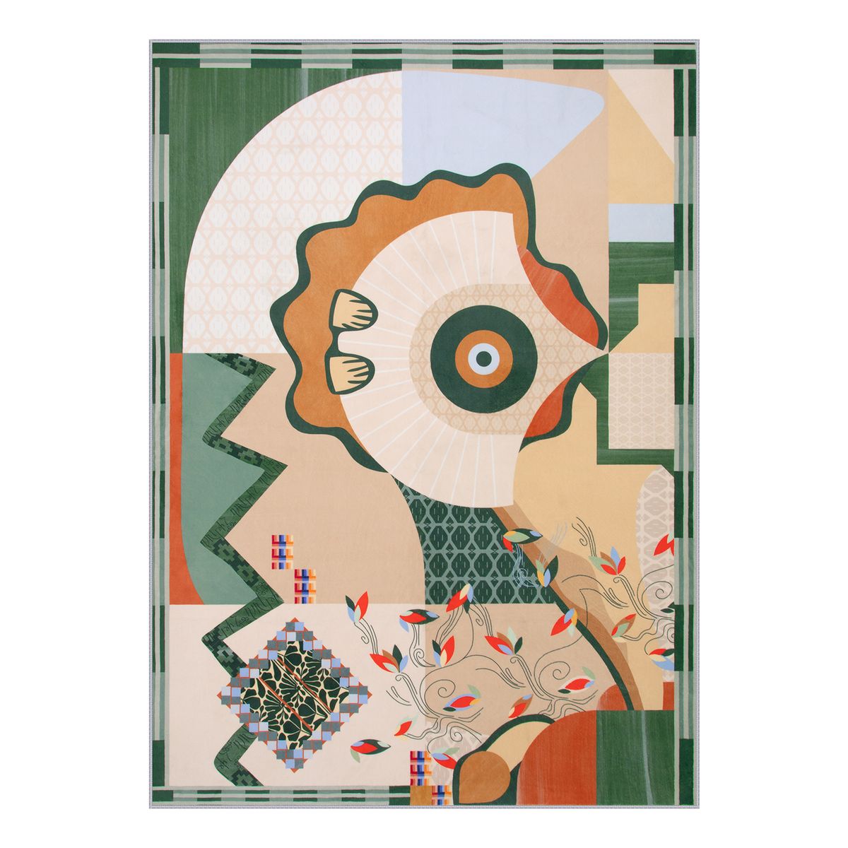 Cecile Washable Contemporary Abstract Art Green Rug Clearance Rugs Lahome