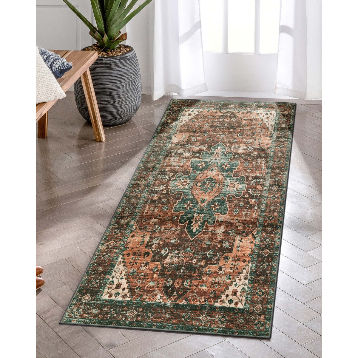 Helene Washable Ultra-Thin Vintage Floral Rug Area Rugs Lahome 2' x 4'