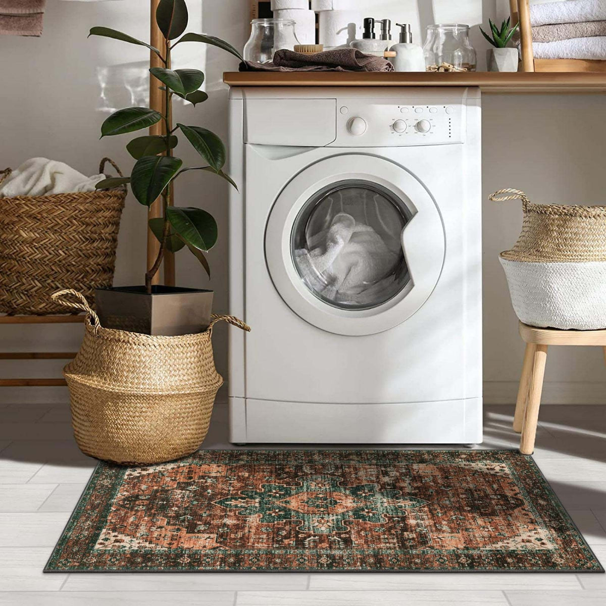 Helene Washable Ultra-Thin Vintage Floral Rug Area Rugs Lahome