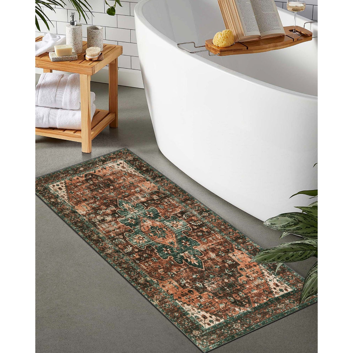 Helene Washable Ultra-Thin Vintage Floral Rug Area Rugs Lahome
