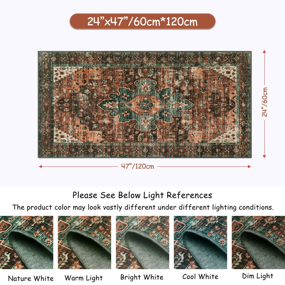 Helene Washable Ultra-Thin Vintage Floral Rug Area Rugs Lahome