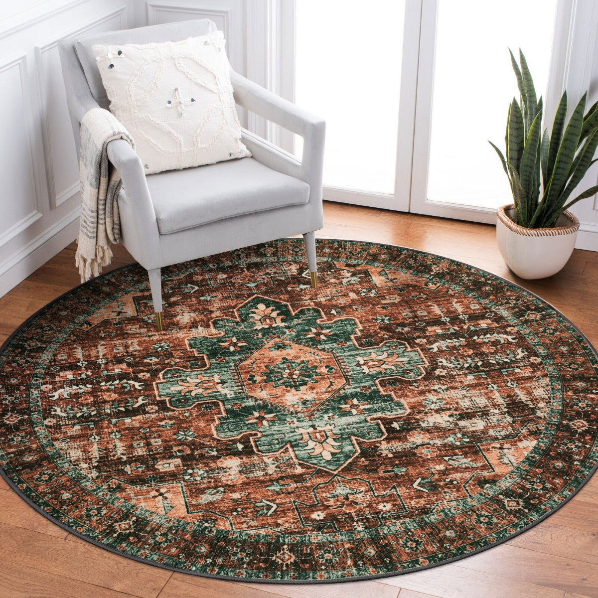 Ultra-Thin Washable Persian Vintage Floral Area Rug