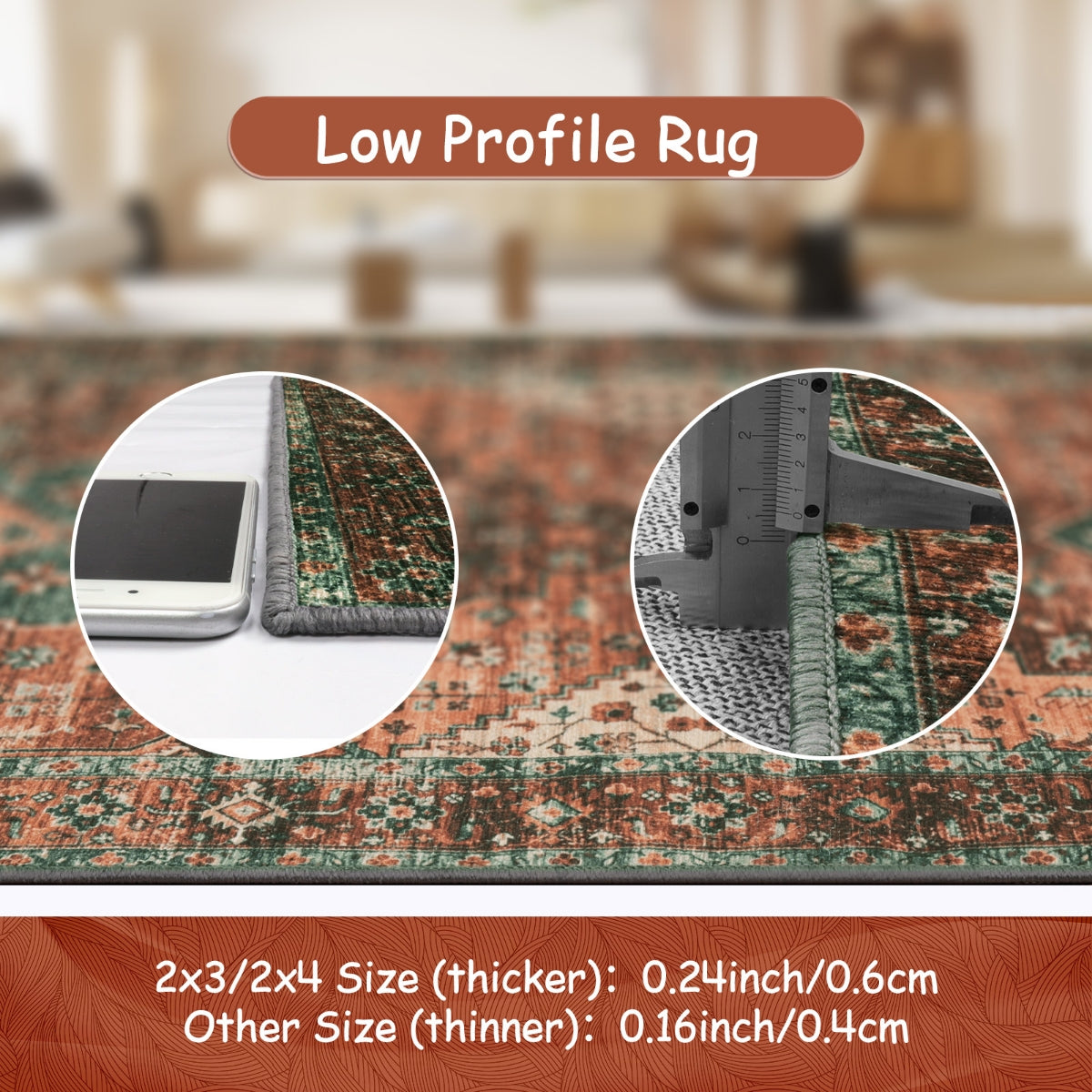Ultra-Thin Washable Persian Vintage Floral Area Rug