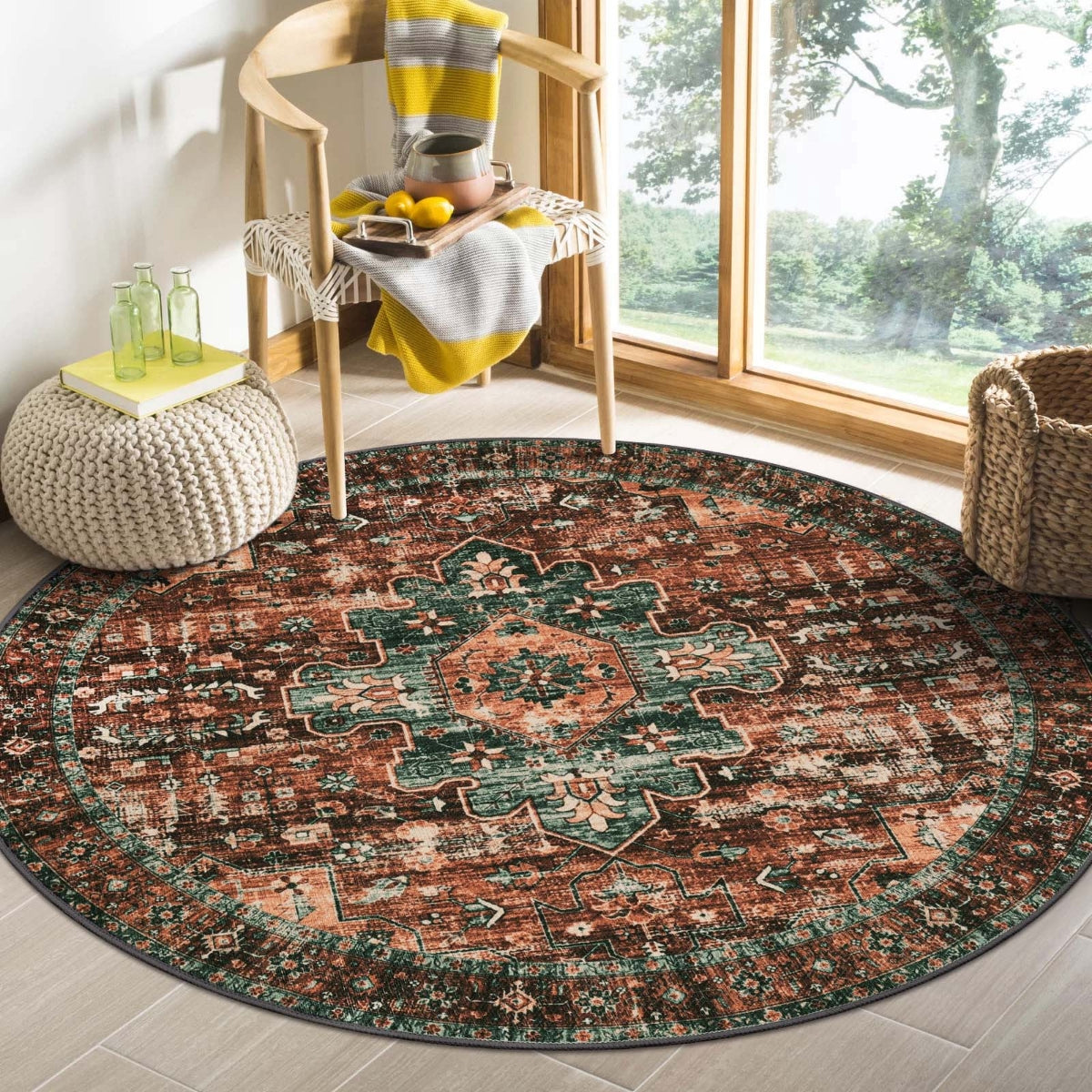 Ultra-Thin Washable Persian Vintage Floral Area Rug
