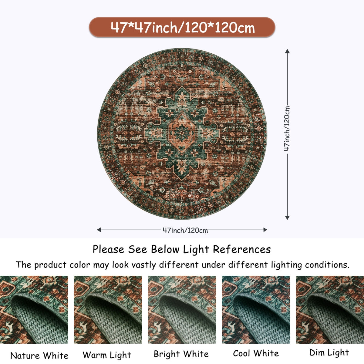 Ultra-Thin Washable Persian Vintage Floral Area Rug