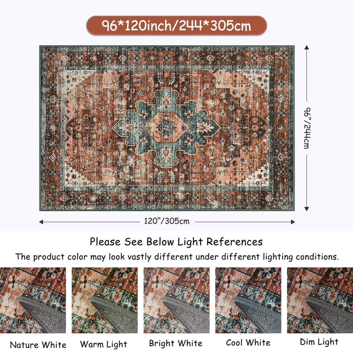 Ultra-Thin Washable Vintage Area Rug