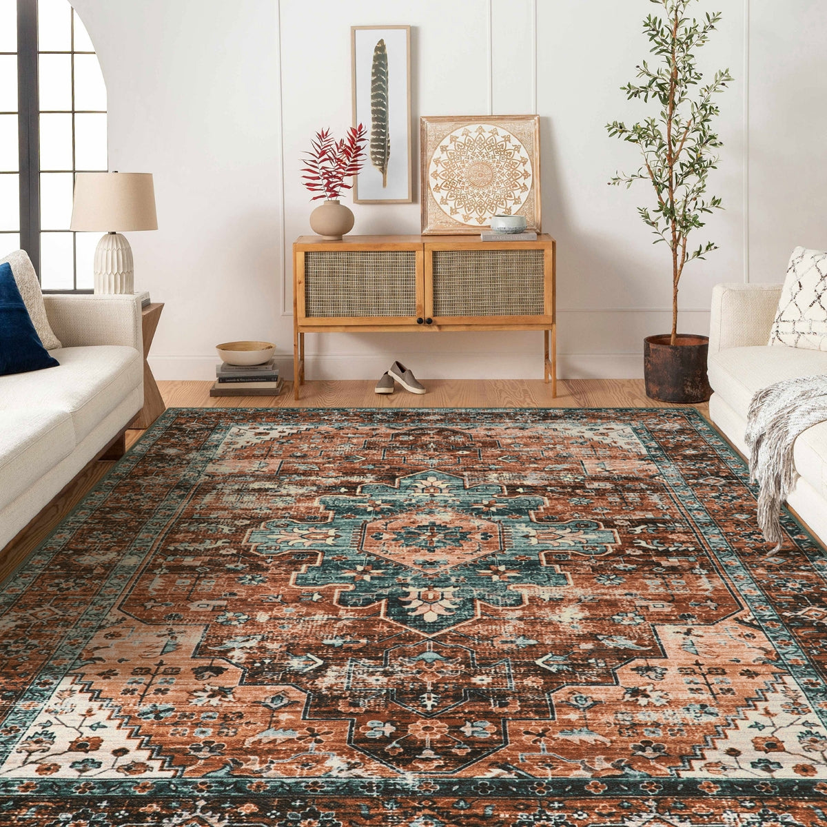 Helene Washable Ultra-Thin Vintage Floral Rug Clearance Rugs Lahome 8' x 10'