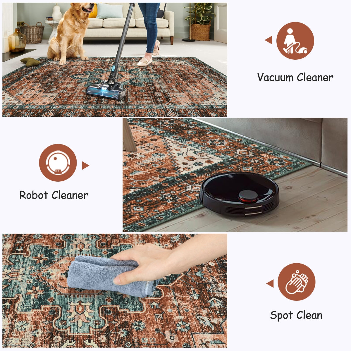 Ultra-Thin Washable Vintage Area Rug